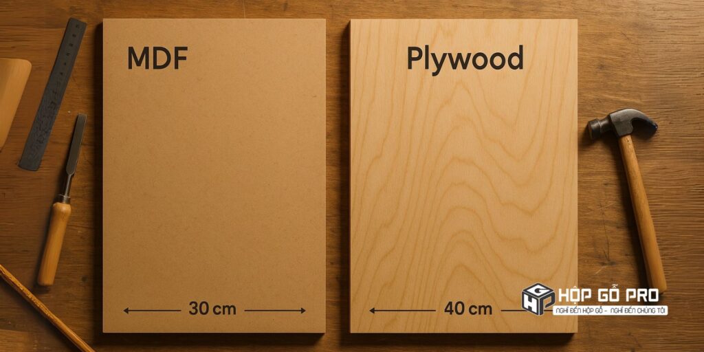 Gỗ MDF và ván ép được sử dụng để làm hộp đựng rượu cao cấp