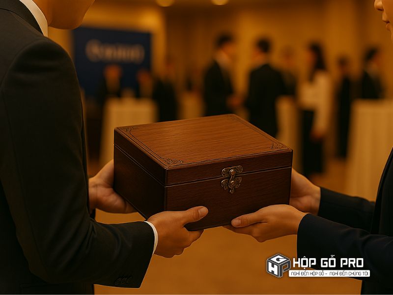 Tặng hộp gỗ trong sự kiện doanh nghiệp