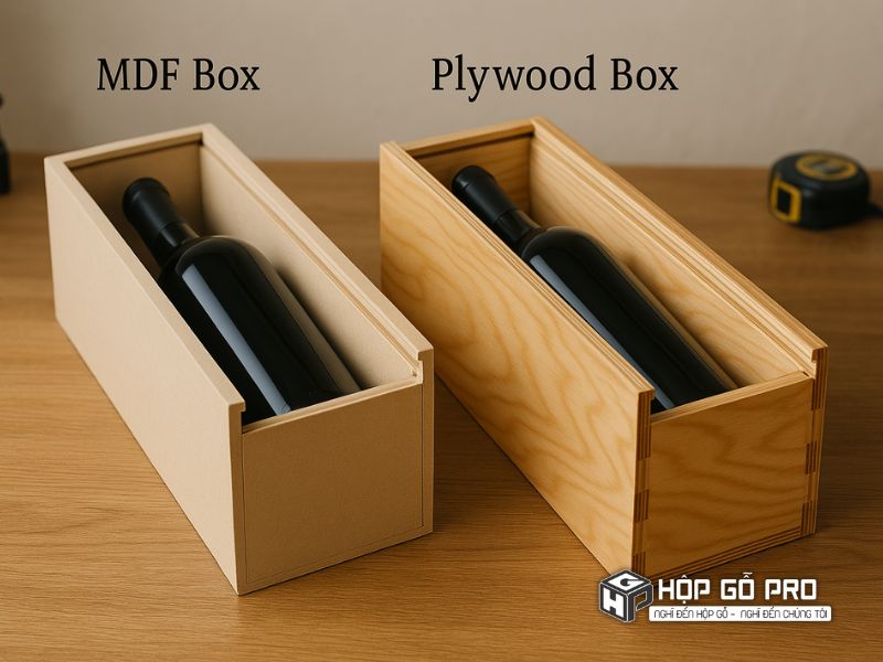 So sánh trực quan giữa gỗ MDF và ván ép trong chế tác hộp gỗ